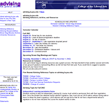 Screen capture of the main page