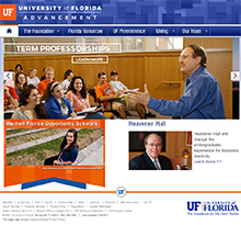 Screen capture of the original UF Foundation homepage